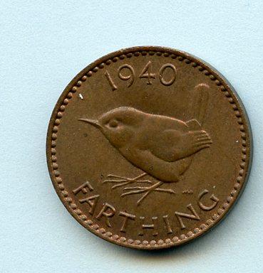 UK George VI 1940 Farthing Coin