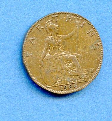 UK George V 1936 Farthing Coin