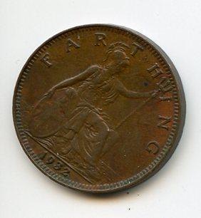 UK George V 1932 Farthing Coin