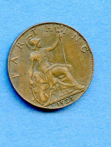 UK George V 1925 Farthing Coin