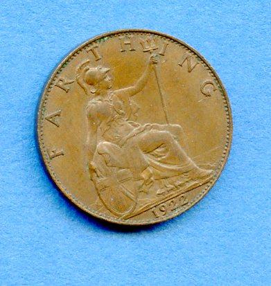 UK George V 1922 Farthing Coin