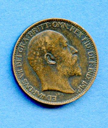 UK Edward VII  1908 Farthing Coin