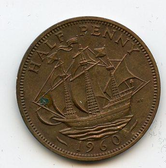 UK Queen Elizabeth II  Halfpenny Coin 1960