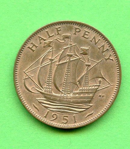 UK  George VI  Halfpenny Coin 1951