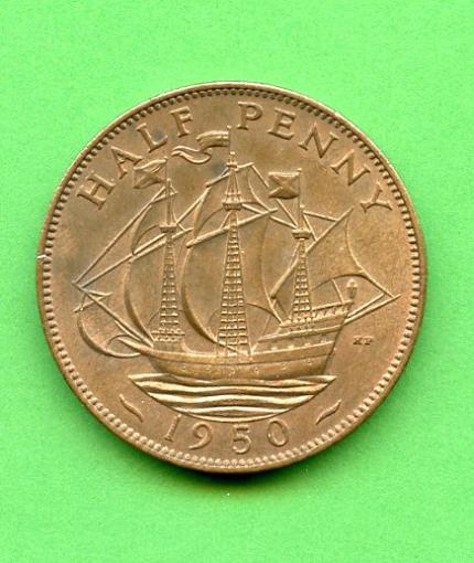 UK  George VI  Halfpenny Coin 1950