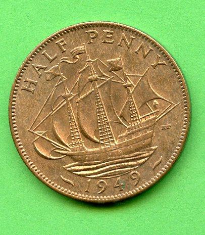 UK  George VI  Halfpenny Coin 1949