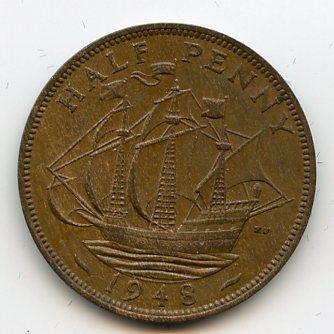 UK  George VI  Halfpenny Coin 1948