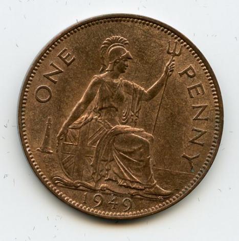 UK George VI  Penny Coin 1949