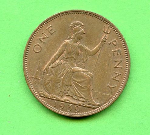 UK George VI  Penny Coin 1939