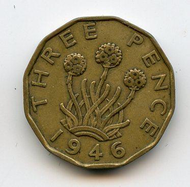 U.K. 1946 George VI Three Pence Coin