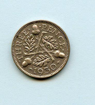 U.K. 1930 George V Three Pence Coin