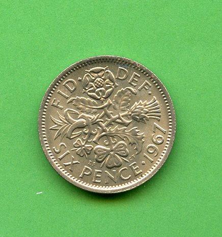 U.K. 1967 Sixpence Coin