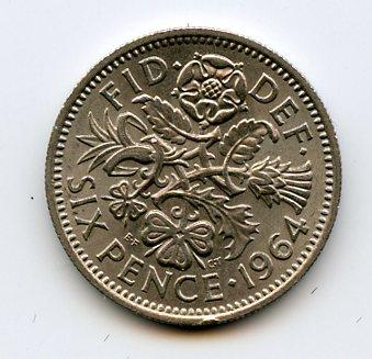 U.K. 1964 Sixpence Coin