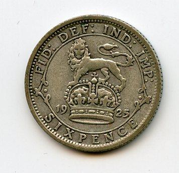 U.K. 1925 Sixpence Coin