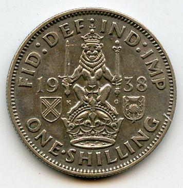 U.K. 1938  George VI Shilling Coin