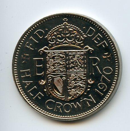 U.K. Queen Elizabeth II 1970 Proof Half Crown Coin