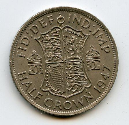 U.K.1947 George VI Half Crown Coin