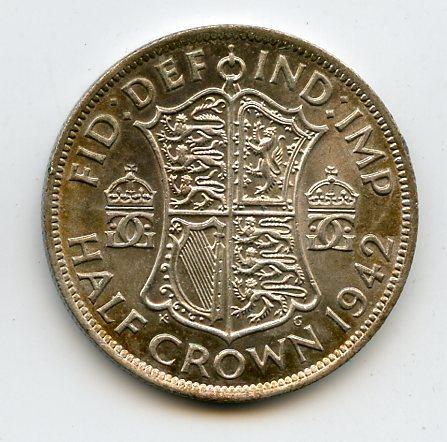 U.K. 1942 George VI Half Crown Coin