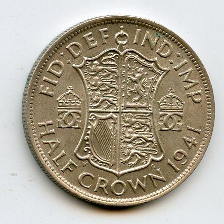 U.K. 1941 George VI Half Crown Coin