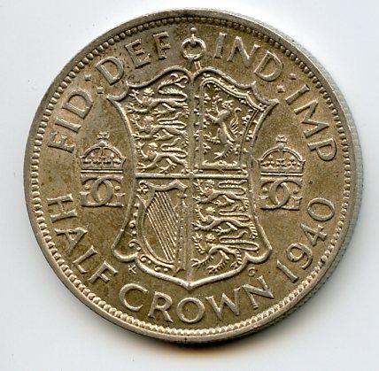 U.K.1940 George VI Half Crown Coin