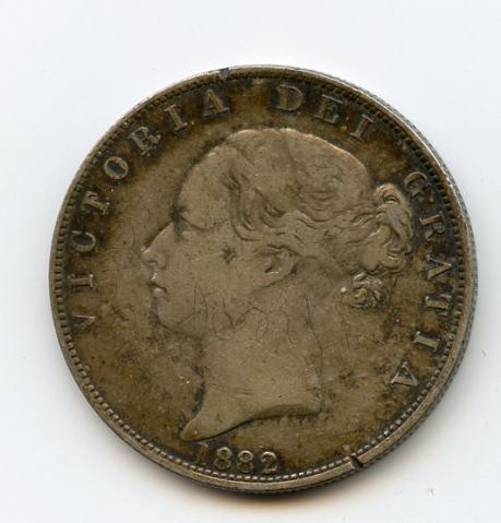 U.K. 1882 Queen Victoria Half Crown Coin