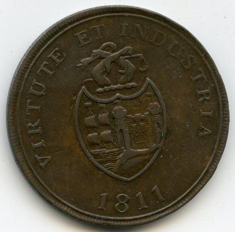 1811 Bristol Brass & Copper Company  One Penny Token