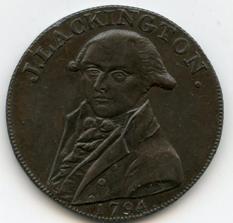 Middlesex   J Lackington Halfpenny Token, 1794.