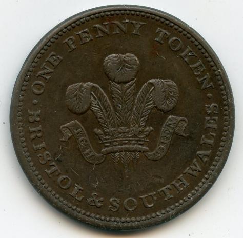 Bristol & South Wales One  Penny  Copper Token 1811