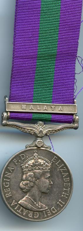 General Service Medal 1 Clasp Malaya ,Gnr H Adams,Royal Artillery