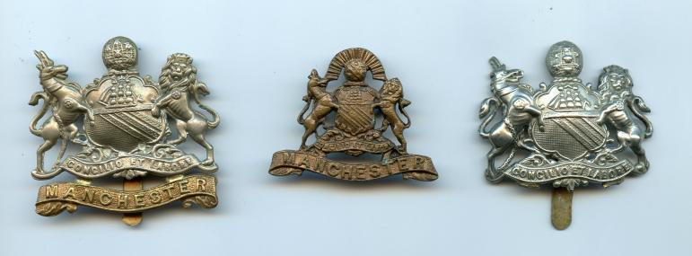 Set of 3 Different Manchester Regiment Cap Badges