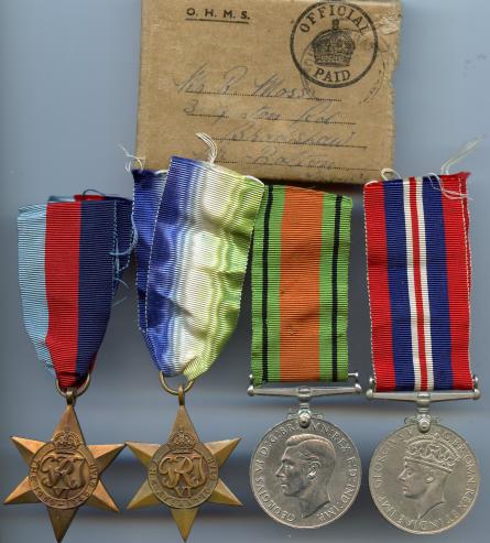 WW2 Royal Navy Boxed Medal Group To R Moss of Bradshaw Near Bolton