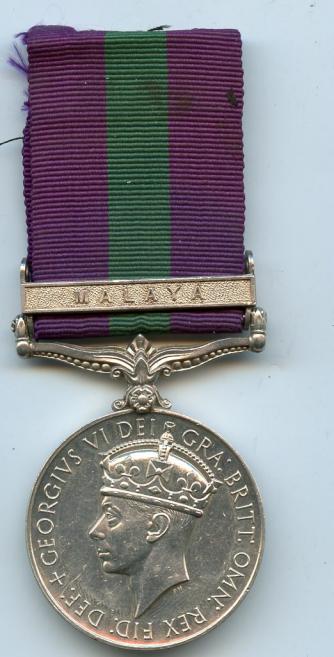 GSM Medal 1918-62 ; 1 Bar :Malaya: Rfn P Arnold, Cameronians