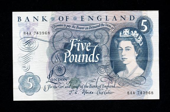 Bank of England £5 Five Pound Note January 1967