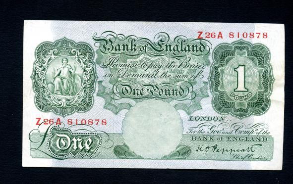 Bank of England £1 One Pound Note  September 1948