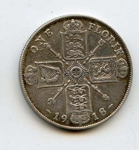 UK 1918 George V Florin Coin