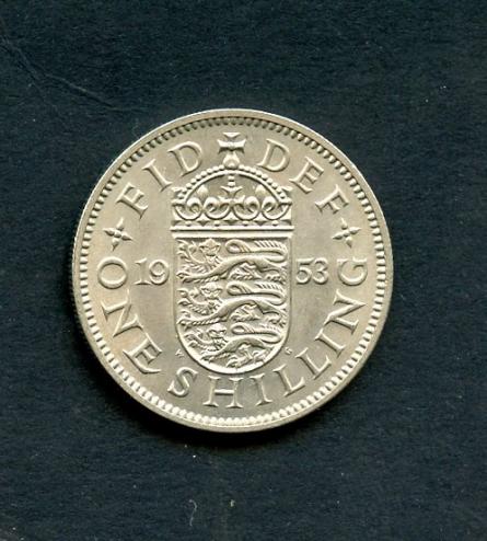 U.K. 1953  Shilling Coin Queen Elizabeth II