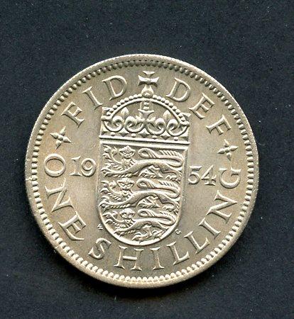 U.K. 1954  Shilling Coin Queen Elizabeth II