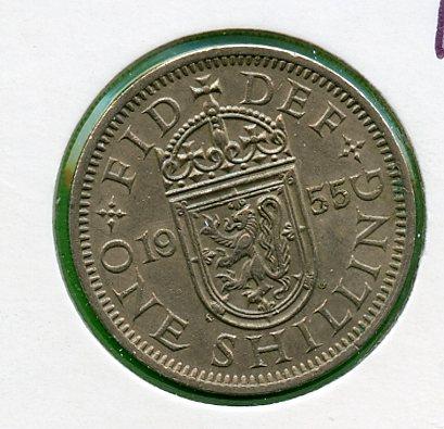 U.K. 1955  Shilling Coin Queen Elizabeth II