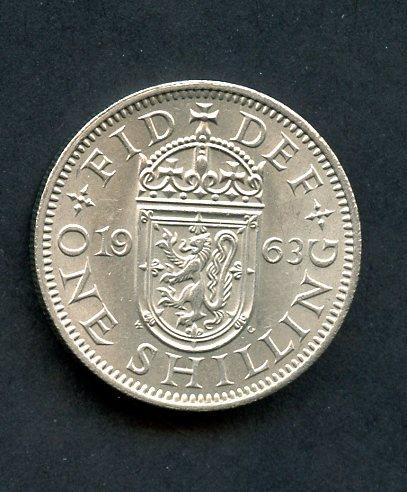 U.K. 1963  Shilling Coin Queen Elizabeth II