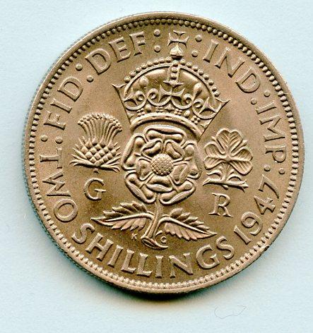 UK 1947  George VI  Florin Coin