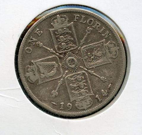 UK 1914  George V  Florin Coin