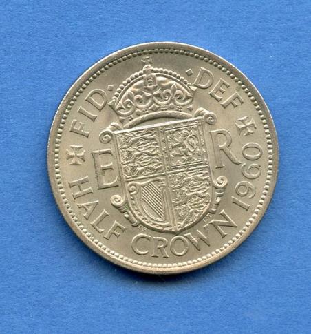 U.K. Queen Elizabeth II Half Crown Coin  Dated 1960
