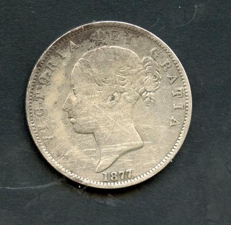 U.K. 1877  Queen Victoria  Half Crown Coin