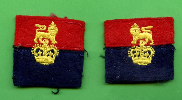 Pair of War Office Controlled Units Cloth Formation Badges