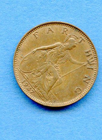 UK  George V Farthing Coin Dated 1927