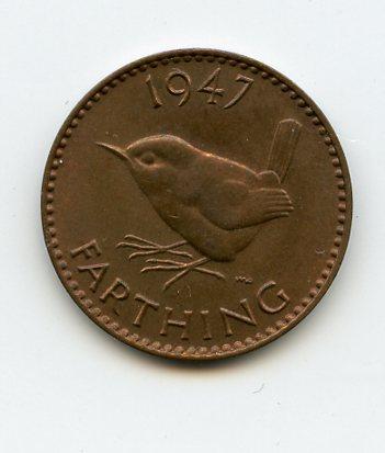 UK  George VI Farthing  Dated 1947