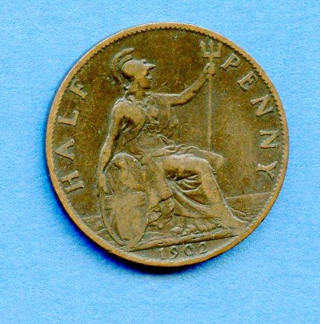 UK  Edward VII Halfpenny Coin Dated 1902