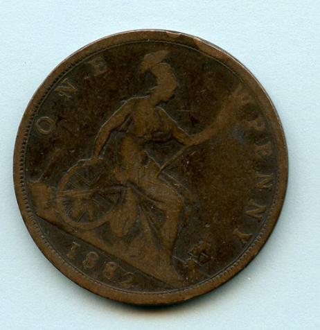 UK  1882H Queen Victoria One Penny Coin