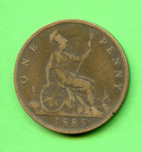 UK  1885 Queen Victoria One Penny Coin