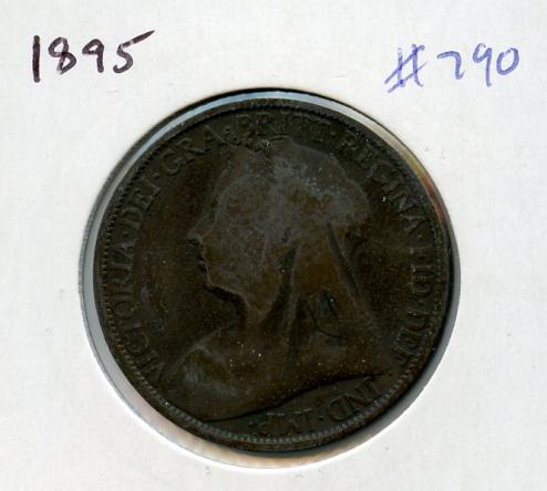 UK  1895 Queen Victoria One Penny Coin